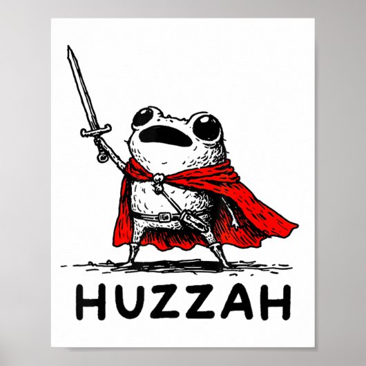 Retro Huzzah Frog Knight Funny Sword Meme Quote Poster (Voorkant)
