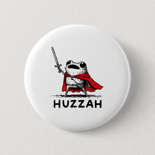 Retro Huzzah Frog Knight Funny Sword Meme Quote  Ronde Button 5,7 Cm (Voorkant)