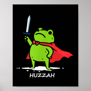 Retro Huzzah Kikker Ridder Grappig Zwaard Meme Cit Poster
