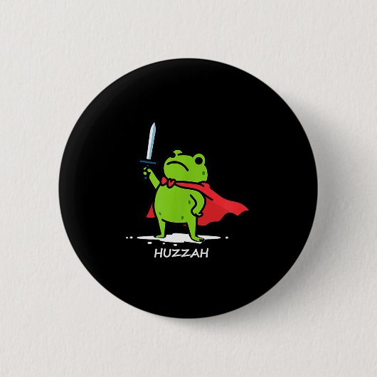 Retro Huzzah Kikker Ridder Grappig Zwaard Meme Cit Ronde Button 5,7 Cm (Voorkant)