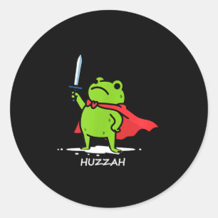 Retro Huzzah Kikker Ridder Grappig Zwaard Meme Cit Ronde Sticker