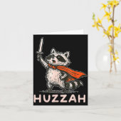 Retro Huzzah Raccoon Knight Funny Sword Meme Quote Kaart (Gele Bloem)