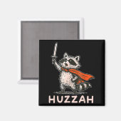 Retro Huzzah Raccoon Knight Funny Sword Meme Quote Magneet (Voorkant / Achterkant)