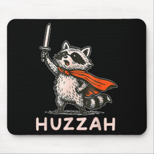 Retro Huzzah Wasbeer Ridder Grappig Zwaard Meme Ci Muismat