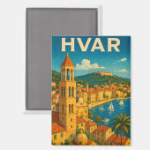 Retro Hvar Croatia Adria Coast Travel Magneet (Voorkant / Achterkant)