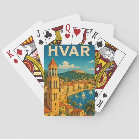 Retro Hvar Croatia Adria Coast Travel Pokerkaarten (Achterkant)