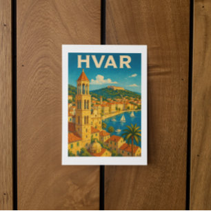 Retro Hvar Kroatië Adria Kust Reizen Briefkaart