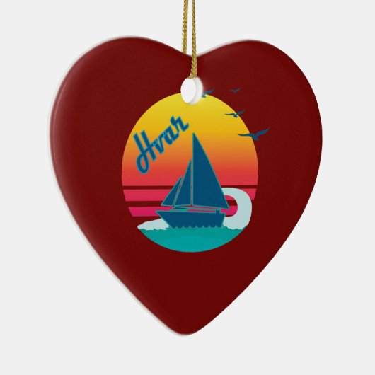 Retro hvar Sunset, #Hvar Keramisch Ornament (Rechts)