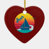 Retro hvar Sunset, #Hvar Keramisch Ornament (Voorkant)