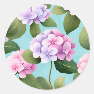 Retro Hydrangea Bloemen Patroon Ronde Sticker
