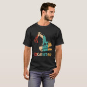 Retro hydraulische lader Backhoe Driver graafmachi T-shirt (Voorkant volledig)
