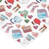 Retro Hygge Hand Drawn Scandinavian Style Cozy Lange Tafelloper (Hoek)