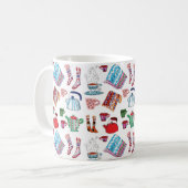 Retro Hygge Hand Drawn Tea Kettles Stockings Koffiemok (Voorkant links)