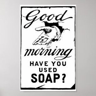 retro hygiëne en het wassen van je handen poster