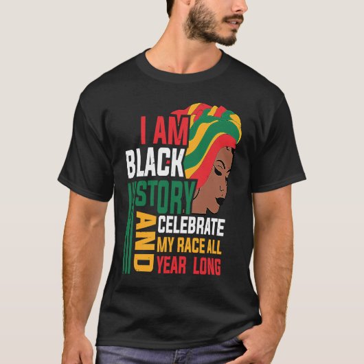 Retro I am Black History Melanin Afro African Quee T-shirt (Voorkant)