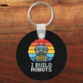 Retro I Build Robots Robotics Engineering Ai Tech  Sleutelhanger (Voorkant)