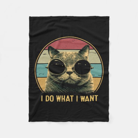 Retro I Do What I Want Funny Cat Lover Fleece Deken (Voorkant)