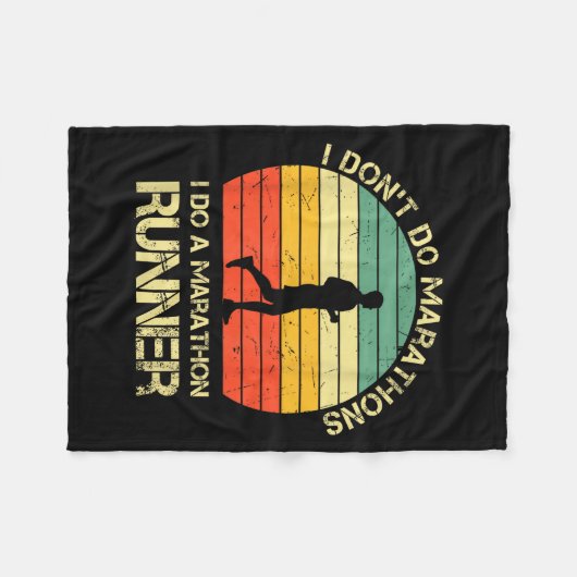 Retro I Don't Do Marathons I Do A Marathon Runner  Fleece Deken (Voorkant (Horizontaal))