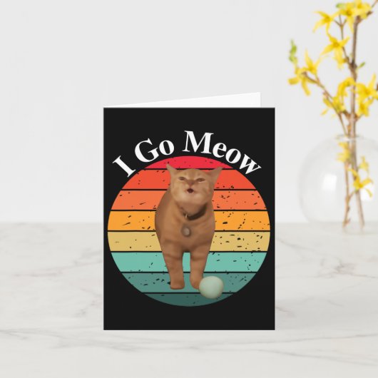 Retro I Go Meow Grappige Kat Zingende Meme Kaart (Gele Bloem)