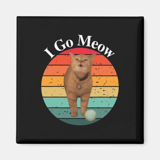 Retro I Go Miauw Grappige Kat Zingende Meme Magneet (Voorkant)