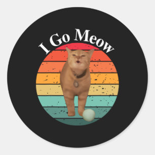 Retro I Go Miauw Grappige Kat Zingende Meme Ronde Sticker