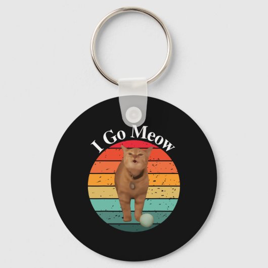 Retro I Go Miauw Grappige Kat Zingende Meme Sleutelhanger (Voorkant)