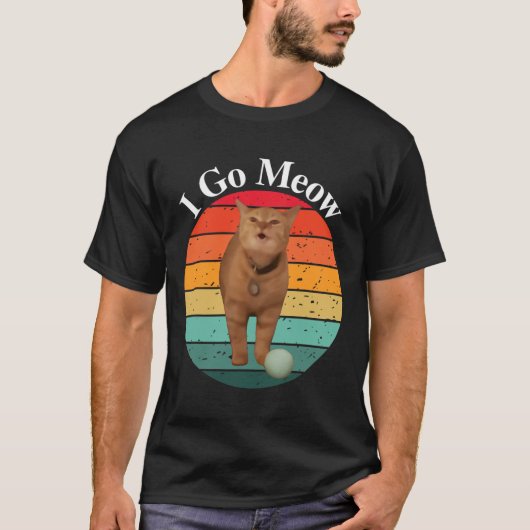 Retro I Go Miauw Grappige Kat Zingende Meme T-shirt (Voorkant)