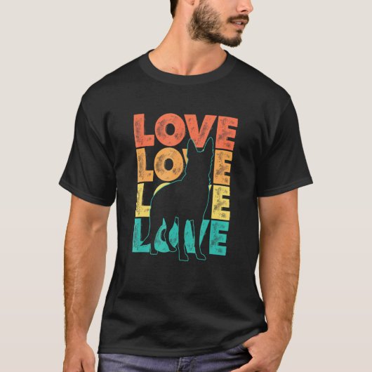 Retro I hou van het design van mijn duitse herderh T-shirt (Voorkant)