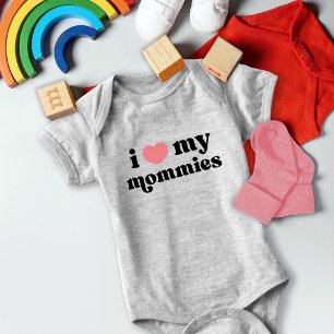 Retro I hou van mijn moeders Queer Moms Heart Baby Romper