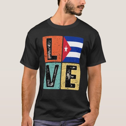  Retro I houdt van Cubaanse vlag voor Cubaanse tro T-shirt (Voorkant)