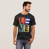  Retro I houdt van Cubaanse vlag voor Cubaanse tro T-shirt (Voorkant volledig)