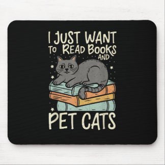 Retro I Just Want to Read Books and Pet Cats Cat Muismat