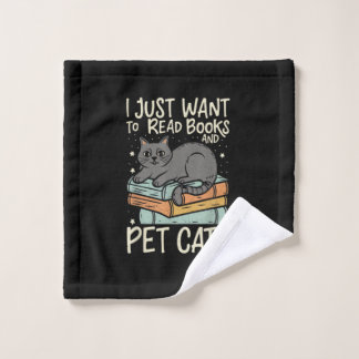 Retro I Just Want to Read Books and Pet Cats Cat Washandje
