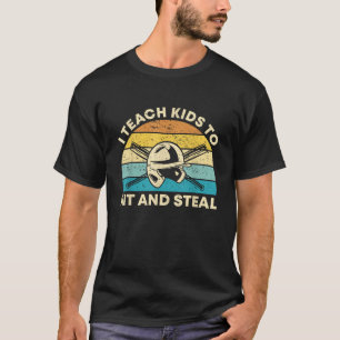 Retro I leer Kinderen om honkballak te hakken en t T-shirt