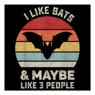 Retro I Like Bats Shirt Animal Bat Lover Gift Vint Perfect Poster