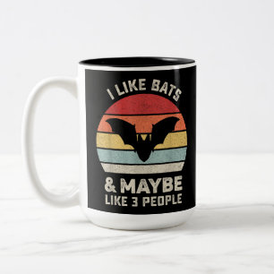 Retro I Like Bats Shirt Animal Bat Lover Gift Vint Tweekleurige Koffiemok