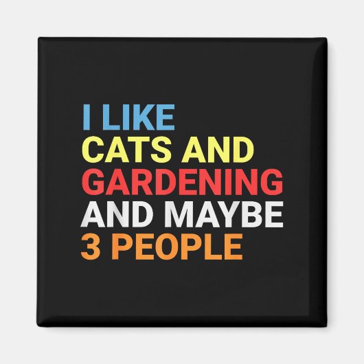 Retro I Like Cats And Gardening Lover Plant Funny  Magneet (Voorkant)