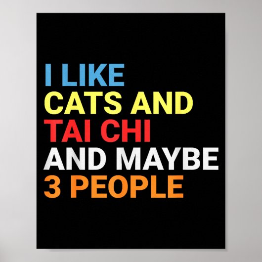 Retro I Like Cats And Tai Chi Lover Funny Martial  Poster (Voorkant)
