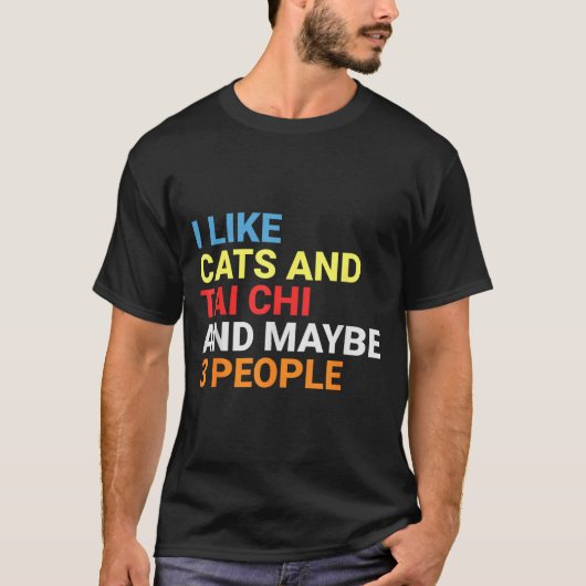 Retro I Like Cats And Tai Chi Lover Funny Martial  T-shirt (Voorkant)