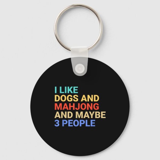 Retro I Like Dogs And Mahjong Lover Funny  Sleutelhanger (Voorkant)