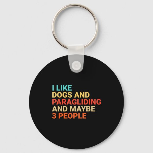 Retro I Like Dogs And Paragliding Lover Funny Para Sleutelhanger (Voorkant)