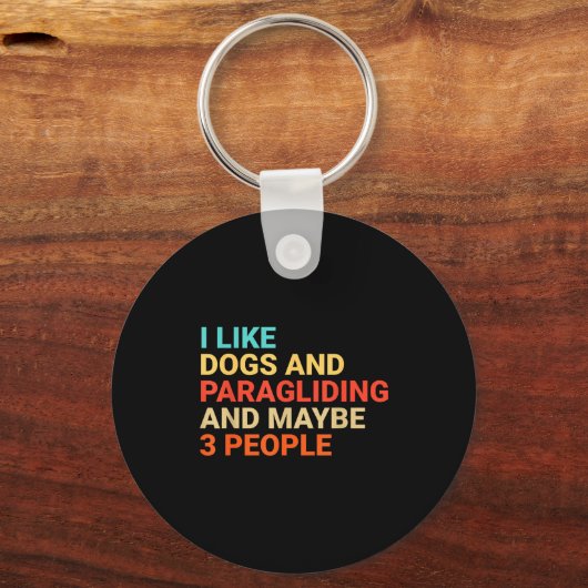 Retro I Like Dogs And Paragliding Lover Funny Para Sleutelhanger (Voorkant)