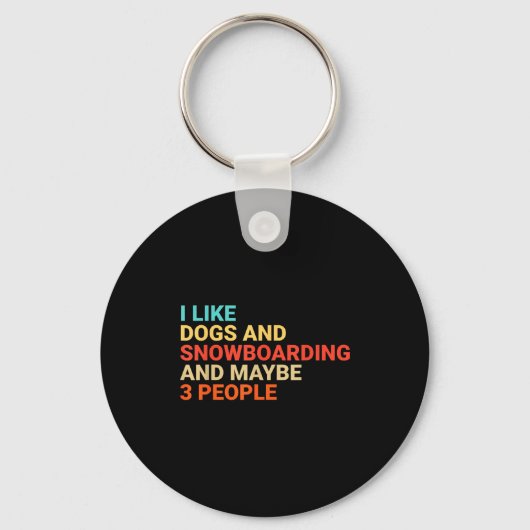 Retro I Like Dogs And Snowboarding Lover Funny Sno Sleutelhanger (Voorkant)