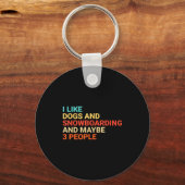 Retro I Like Dogs And Snowboarding Lover Funny Sno Sleutelhanger (Voorkant)