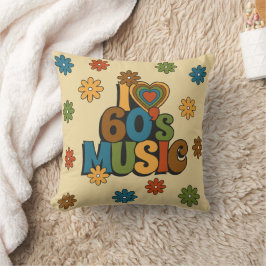 Retro I Love 60s Music for Music Lovers Kussen