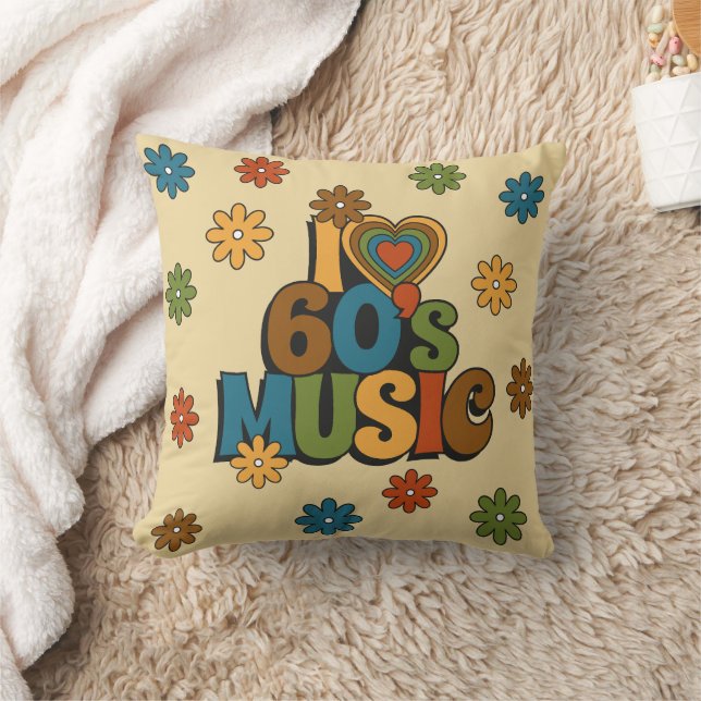 Retro I Love 60s Music for Music Lovers Kussen (Deken)