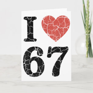 Retro I Love 67 Hart Nummer 67 Grappige Meme Zes Z Kaart