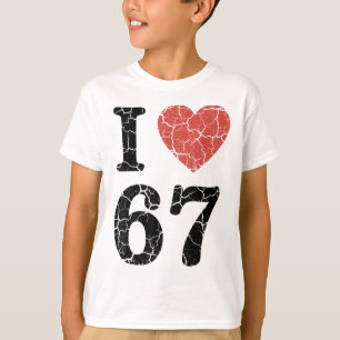 Retro I Love 67 Hart Nummer 67 Grappige Meme Zes Z T-shirt