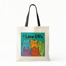 Retro i Love Cats Budget Canvas tas