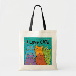 Retro i Love Cats Budget Canvas tas